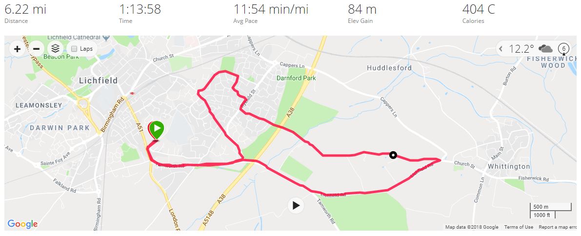Lichfield 10k Garmin