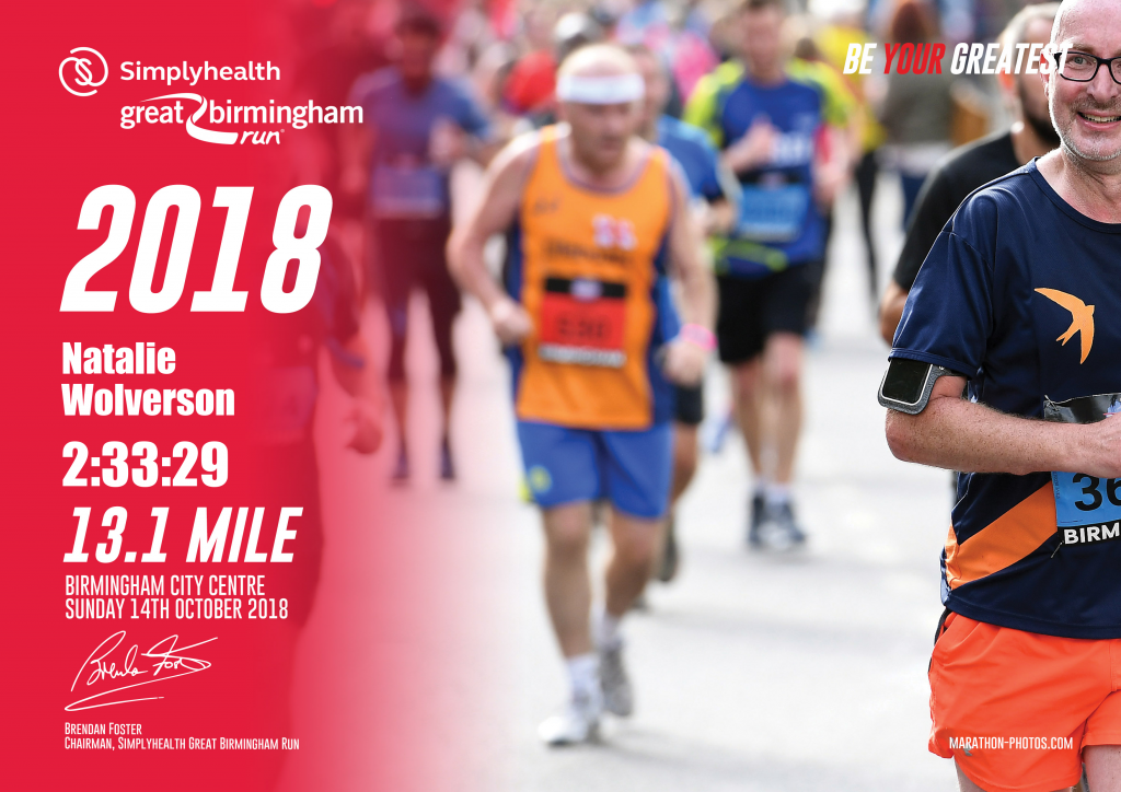 Birmingham Half Marathon 2018 Race Certificate