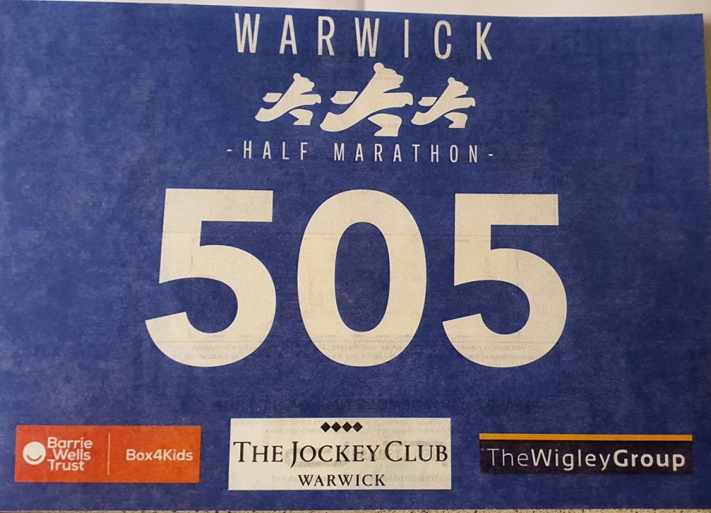 Warwick Half Marathon Race Number