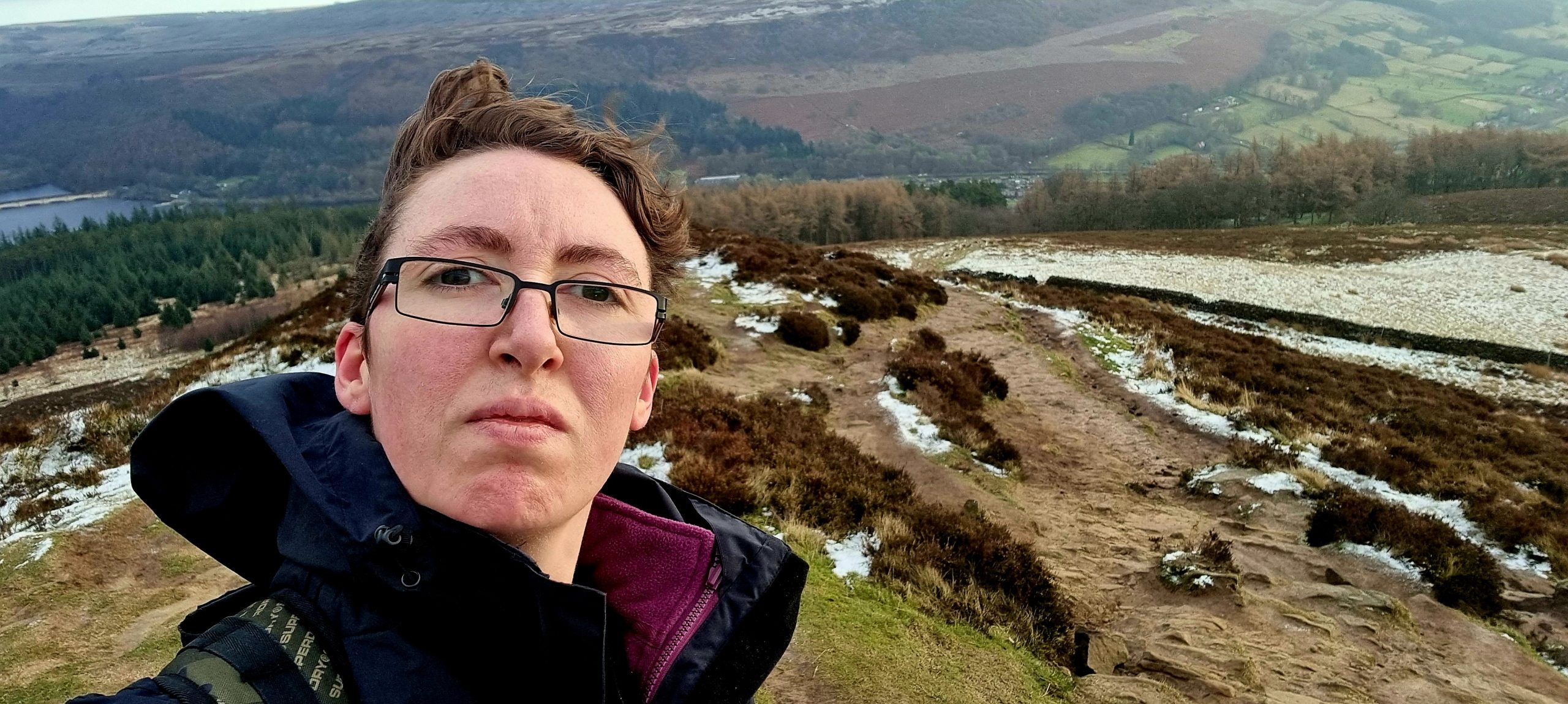 Selfie at the top of Win Hill and out of my comfort zone